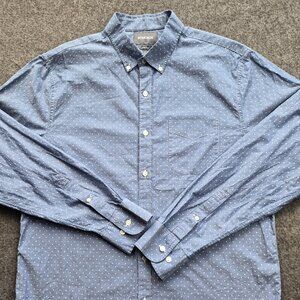 Bonobos Mens Sz LG Button Down Polka Dot Standard Fit Cotton Button Down Blue